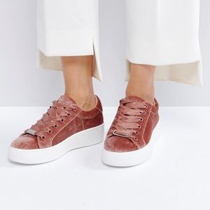 Steve Madden pink velvet platform sneakers